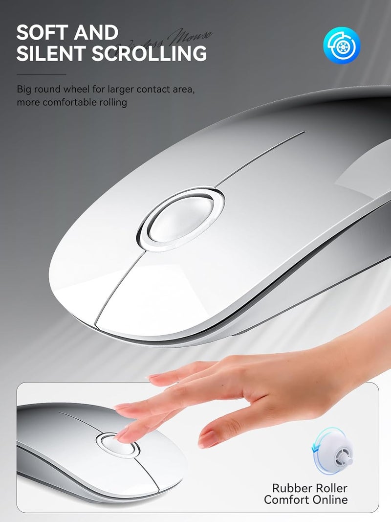 RAPIQUE Bluetooth Wireless Mouse - (BT5.1+USB) Dual Connectivity, Quiet Click, Low Power, and 1600 DPI, Portable Cordless Mouse for Laptop, MacBook Pro/Air, iPad (White to Black) - Image 5